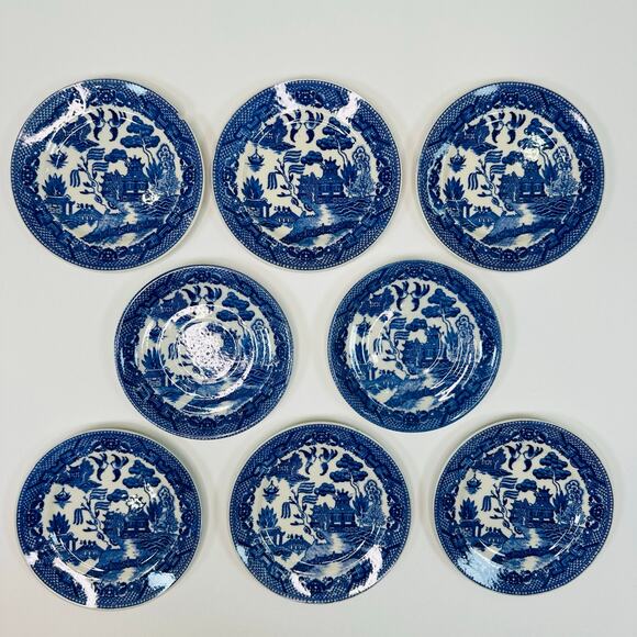 Vintage 1940’s Blue Willow Dessert plates and Saucers Japan - Picture 1 of 8